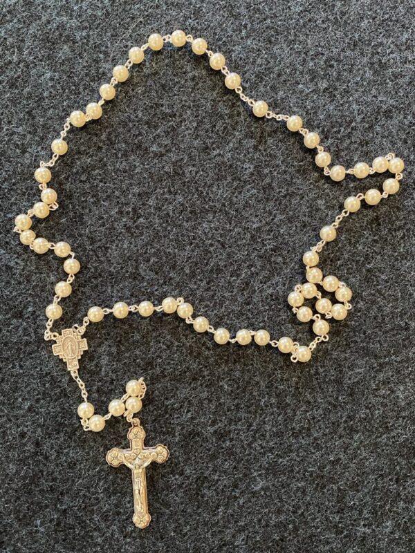 Rosary: Imitation Mother of Pearl - White - Image 2
